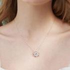 925 Sterling Silver Rhinestone Snowflake Pendant Necklace Silver - One Size