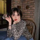Turtleneck Floral Long-sleeve Top Floral - One Size