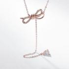 925 Sterling Silver Knot Rhinestone Pendant Necklace