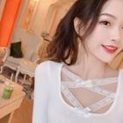 Lace Square-neck Long-sleeve Slim-fit Top / Lace Skirt