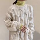 Long-sleeve Turtleneck Knit Top / Cable Knit Sweater