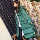 Detachable-hood Funnel-neck Long Puffer Parka