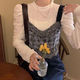 Long-sleeve Top / Jacquard Knit Camisole Top