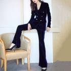 Set: Double-breasted Velvet Blazer + Dress Pants