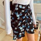 Band-waist Ruched Floral Skirt