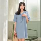 Sailor-collar Short-sleeve Shift Dress