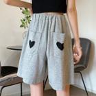 Heart Cutout Wide-leg Sweatshorts