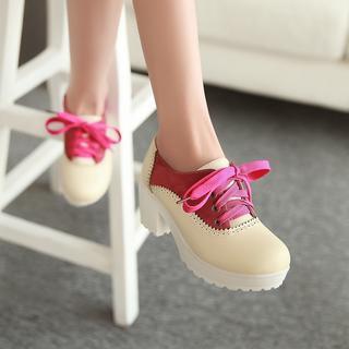 Color-block Heeled Oxfords