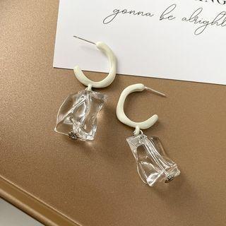 Acrylic Dangle Earring 1 Pair - Transparent & White - One Size