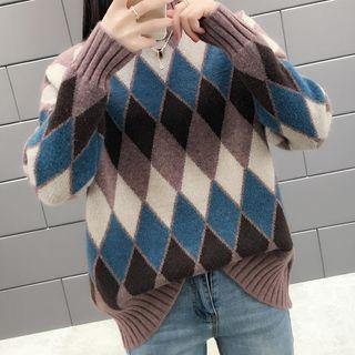 Turtle Neck Argyle Sweater