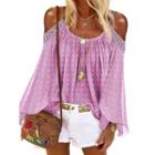 Long-sleeve Cold Shoulder Lace Trim Top