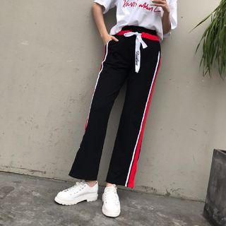 Color Block Straight-cut Sweatpants