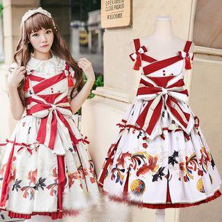 Print Bow Sleeveless Dress