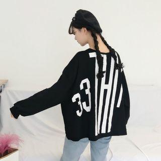 Long Sleeve Letter Print Loose-fit T-shirt