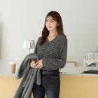 V-neck Balloon-sleeve Leopard Blouse