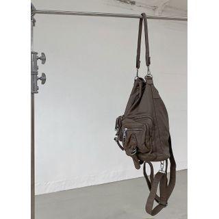 Pleather Versatile Backpack Khaki - One Size