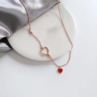 Heart Pendant Necklace 1 Pc - Necklace - Rose Gold - One Size