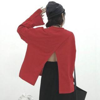 Long-sleeve Slit-back Top