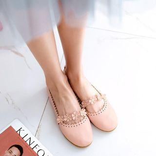 Faux Leather Flower Flats
