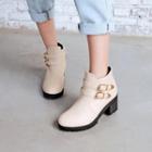 Block Heel Buckled Ankle Boots