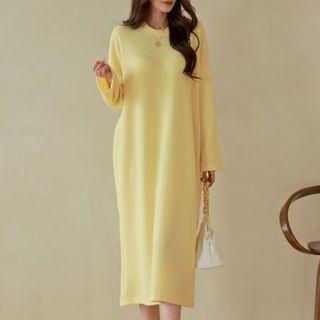 Drop-shoulder Ribbed Midi Dress