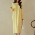 Drop-shoulder Ribbed Midi Dress