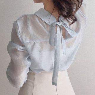 Ribbon Shirt Blue - One Size