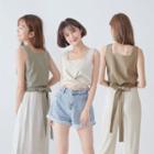 Square-neck Tie Back Tank Top