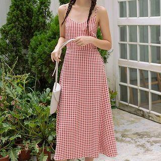 Gingham Open-back Midi Sundress