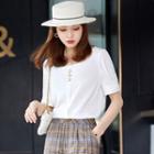 Short-sleeve Scoop-neck Blouse