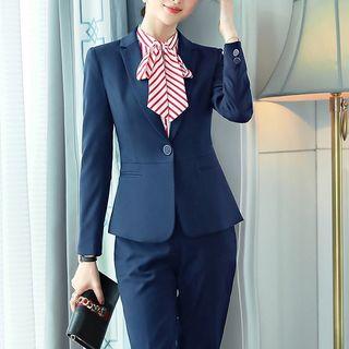 Slim-fit Single-button Blazer/ Pencil Skirt/ Cropped Dress Pants/ Set