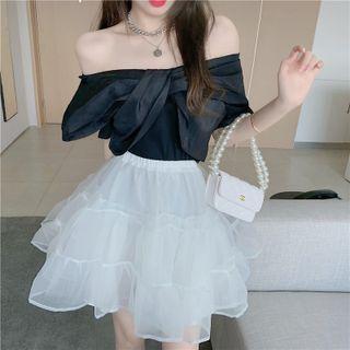 Tiered Mini A-line Organza Skirt
