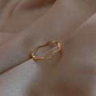 Wavy Rhinestone Alloy Ring Gold - One Size