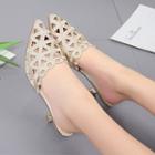 Laser Cut Pointed-toe High Heel Mules
