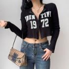 Lettering Zipped Cropped Jacket Black - M