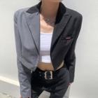 Long Sleeve Color-block Crop Blazer