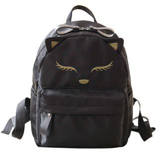 Fox Embroidered Nylon Backpack Fox - Black - One Size