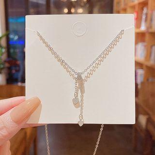 Heart Chain Necklace X882 - Silver - One Size