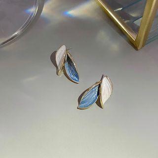 Leaf Drop Earring 1 Pair - Blue & White - One Size