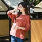 Pintuck 3/4-sleeve Cotton T-shirt