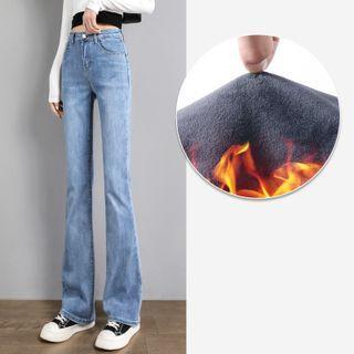 High Waist Fleece-lined Bootcut Jeans