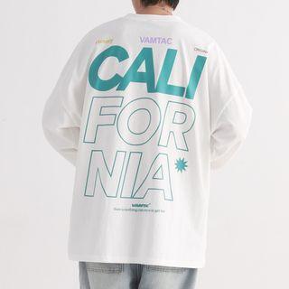Long-sleeve Crewneck Lettering T-shirt
