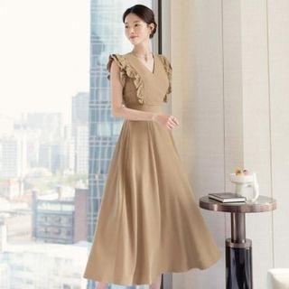 Sleeveless Frilled Maxi Flare Dress