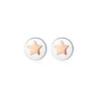 Sterling Silver Simple Cute Pink Star Round Stud Earrings Silver - One Size