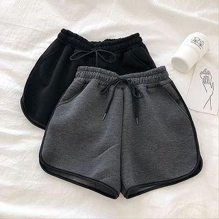 Color-block Trim High-waist Lace-up Shorts