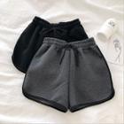 Color-block Trim High-waist Lace-up Shorts
