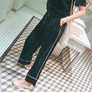 Piped Velvet Wide-leg Sweatpants
