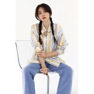 Dip-back Stripe Shirt Sky Blue - One Size