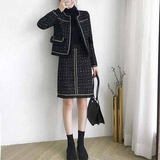 Set: Tweed Jacket + Tweed Straight Fit Skirt