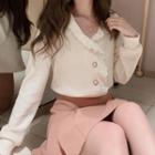 Lace Trim Cardigan Beige - One Size
